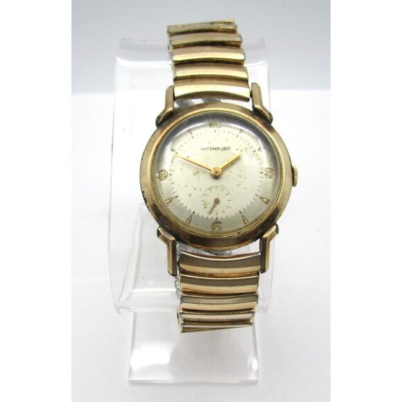 Vtg Men Wittanuer 10k Gold Filed Hand Wind Swiss 32mm Watch (H780) - Picture 2 of 14